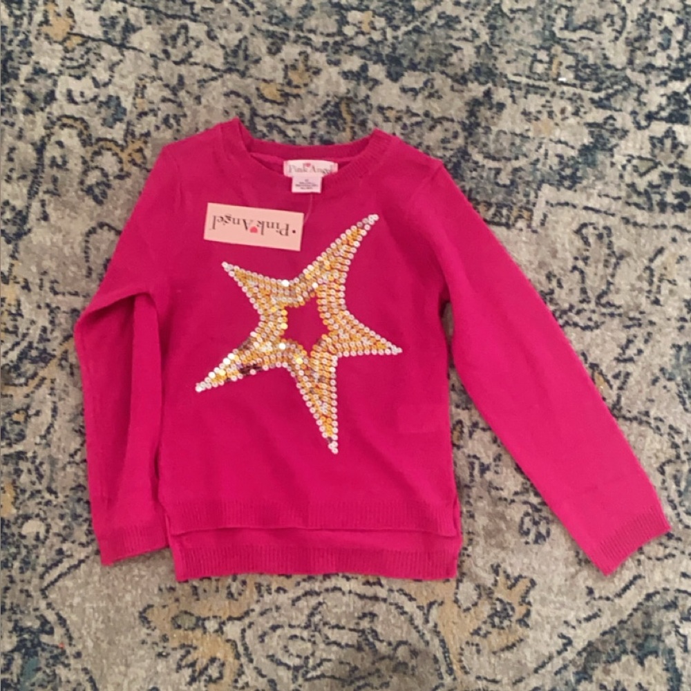Pink Sequin Star Kids Sweater